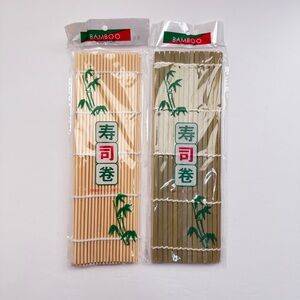 BAMBOO Sushi Rolling Mats - Natural & Olive Green Set